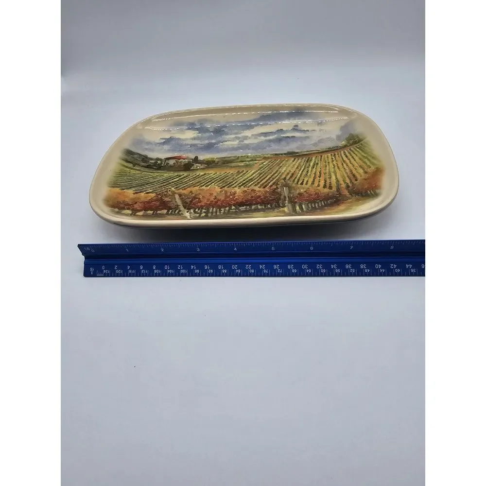 Ceramisia Salad Serving Pasta‎ Tray Plate Italian Winery Scene Made In Italy